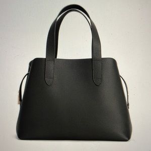 Cuyana Zippered Satchel in black Italian leather.